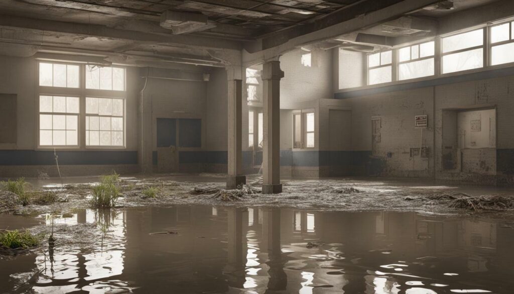 Commercial building with water damage