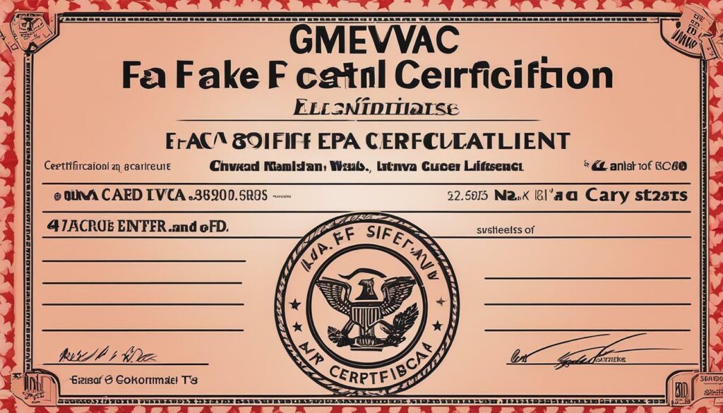 HVAC fake EPA certification card