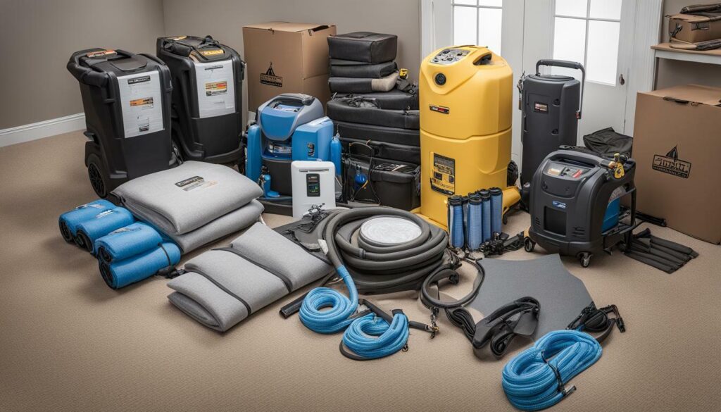 Water damage restoration equipment packages