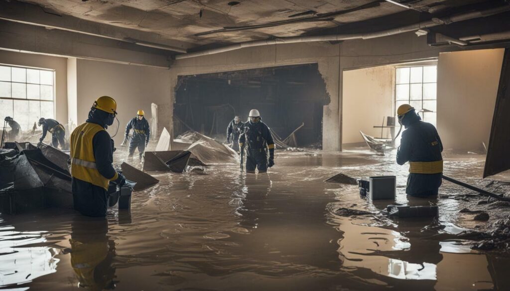 water damage repair in a commercial building