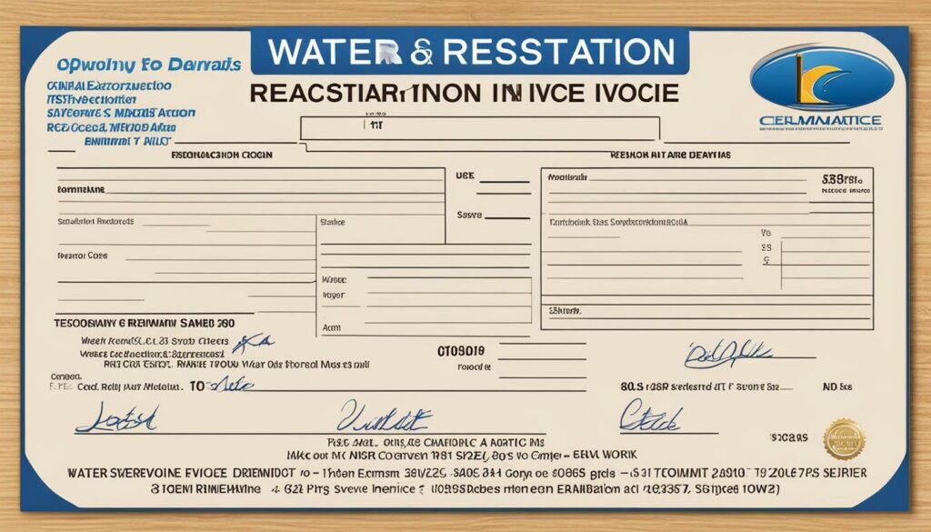 water damage restoration invoice